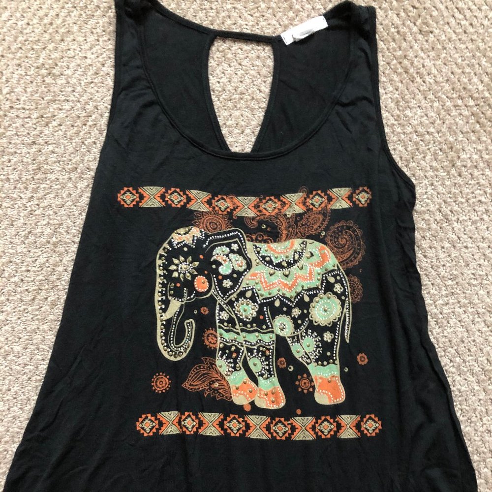 Black Sleeveless Elephant Design with rhinestones